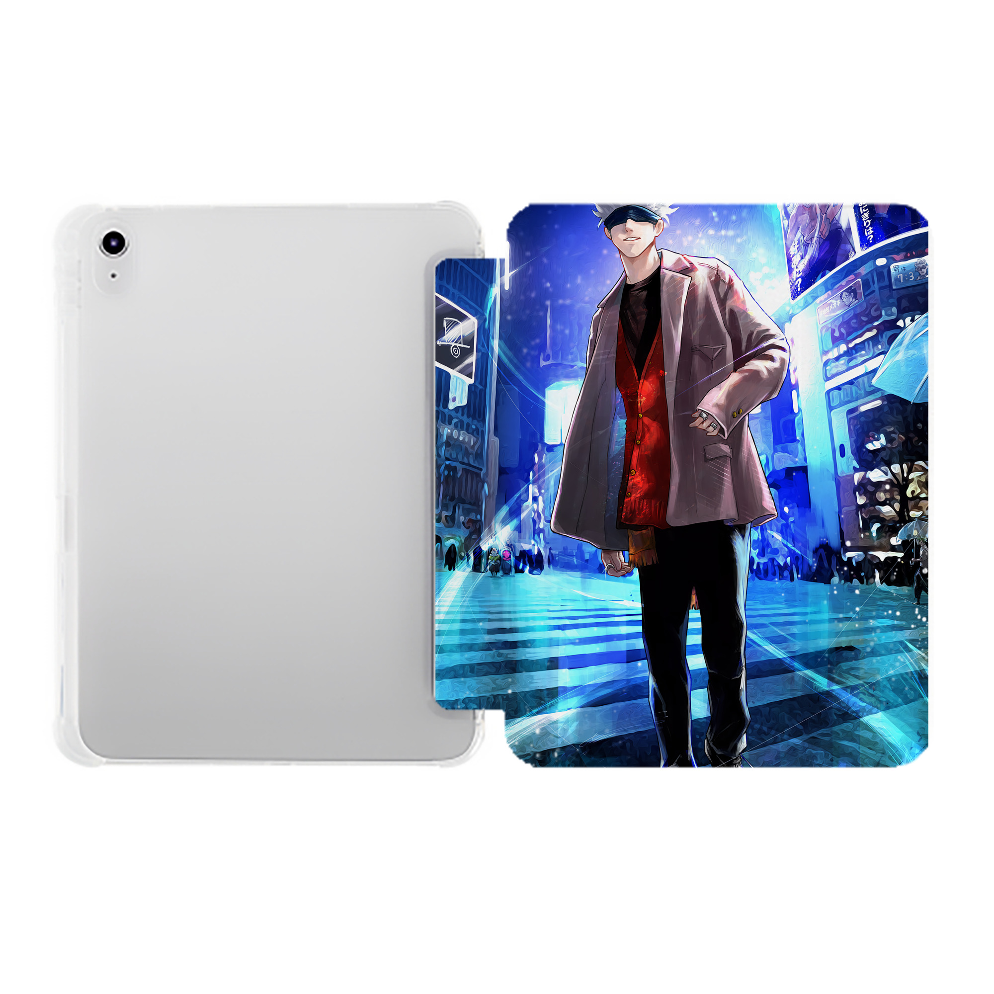 （画像用） 呪術廻戦 Jujutsu Kaisen IPad ケース ペン収納付き 三つ折りスタンド PUレザー×シリコン 対応機種9.5/10.5/10.9インチ